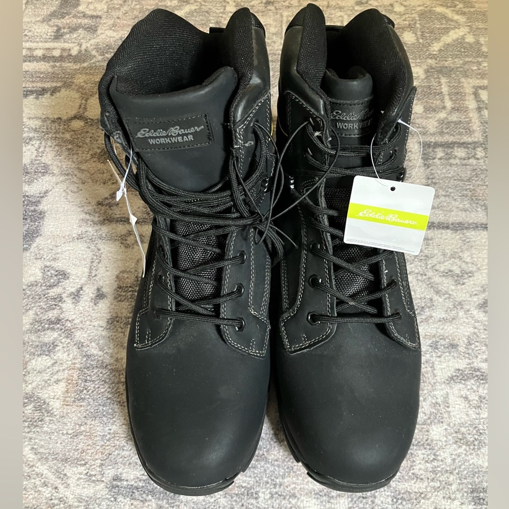 New! Eddie Bauer Black Men's Shoes Steel Toed Boot Size 12M